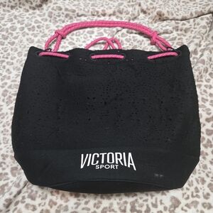 Black Tote Bag with Pink Accents